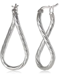 Sterling Silver Medium Polished Round Tube Oval Organic Click-Top Hoop Earrings