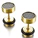 Men's 8mm Stainless Steel Resin Carbon Fiber Stud Earrings Black Gold Tapers Cheater Faux Fake Ear Plugs Gauges Illusion Tunnel Non Pierce Body Jewelry