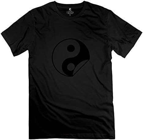Men's Personalized Custom Black T-shirt Particular Yin Yang Sticker L