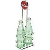 TableCraft Coca-Cola CC339N Salt and Pepper Shaker Set with Chrome Plated Metal Rack