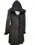 Dark Brown Hooded Merino Brisa Shearling 3/4 Coat