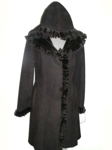 Dark Brown Hooded Merino 3/4 Coat