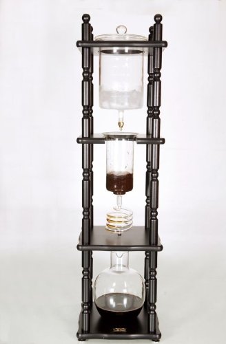 Yama Glass 6-8 Cup Cold Drip Maker Curved Brown Wood Frame