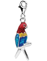 Sterling Silver Enamel Parrot with Lobster Clasp Charm