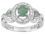 .60CTW EMERALD AND DIAMOND ACCENT STERLING SILVER RING
