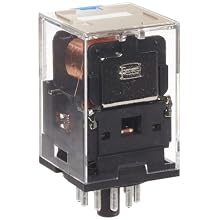 Omron MKS2PI AC230 General Purpose Relay with Mechandical Indicator and Lockable Test Button, Basic Model Type, Plug-In Terminal, Standard Internal Connections, Double Pole Double Throw Contacts, 11.5 mA at 50 and 10 mA at 60 Hz Rated Load Current, 120 VAC Rated Load Voltage