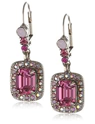 Sorrelli "Sweet Heart" Pink Emerald Cut with Crystal Bezel French Wire Earrings