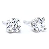 0.50Tcw Diamond Solitaire Stud Earrings in 14Kt White Gold 4 Prong Basket Set (G-SI3)