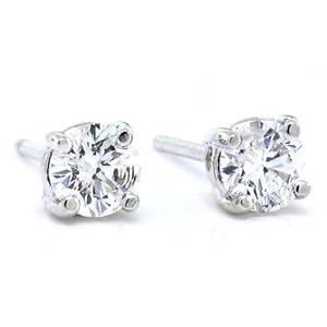 Click here to buy 0.50Tcw Diamond Solitaire Stud Earrings in 14Kt White Gold 4 Prong Basket Set (G-SI3) by Mytreasurez.