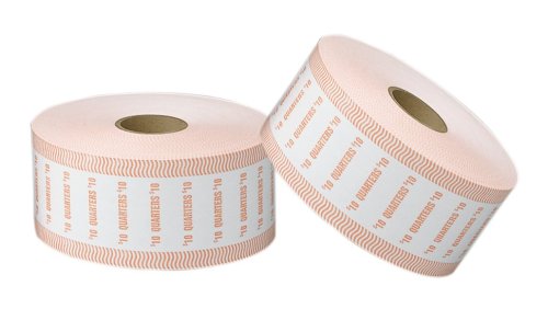 PM Company SecurIT $10 Quarter Automatic Coin Wrap Rolls, White/Orange, 1900 Wrappers per Roll, 8 Rolls per Carton (51925)