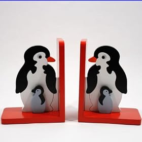 Children's Wooden Bookends - Penguin and Baby