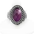 Silvertone Amethyst Faceted Stone Stretch Fashion Ring