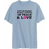 T-Shirt Mens Silver Gray  Fort-De-France WORLD CAPITAL OF PEACE AND LOVE  Capitals