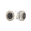 925 Silver, Black & White Diamond Oval Earrings with 18k Gold Accents (0.80ctw)