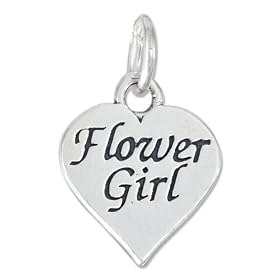 STERLING SILVER HIGH POLISH HEART WITH "FLOWER GIRL" CHARM