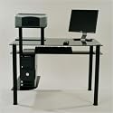 42" W Computer Desk in Black Glass