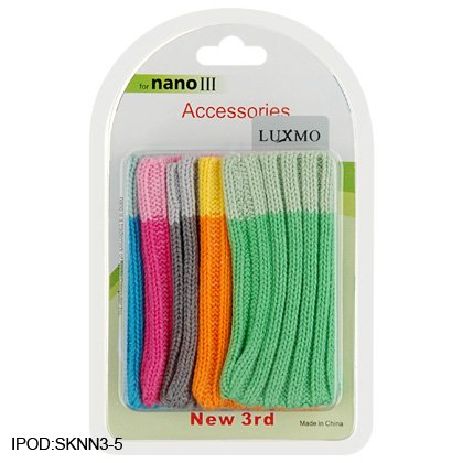 IPOD NANO 3RD GENERATION SOCKS SET 5 Fiver COLORS Blue Pink Grey Orange Green