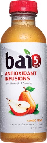 Bai5, 5 calorie Congo Pear, 100% Natural, Antioxidant Infused Beverage, 18-Ounce Bottles (Pack of 12)