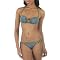 Bikini Love: Ashley Paige Knit Stripe Designer Swimwear - Khaki/Teal