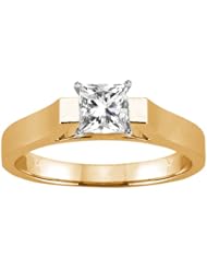 0.60 Ct Princess H/I SI1/SI2 Diamond 18K Yellow Gold Solitaire Ring