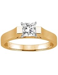 0.60 Ct Princess H/I I1 Diamond 18K Yellow Gold Solitaire Ring
