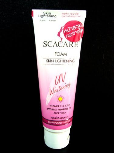 Scacare Facial Foam Skin Lightening Uv Whitening Aloe Vitamin B3, C &amp; E 100 G. Amazing of Thailand