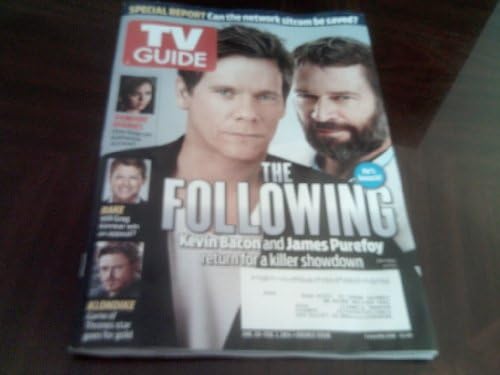 TV Guide magazine, January 20-February 4, 2014-The Following-Kevin Bacon & James Purefoy Cover
