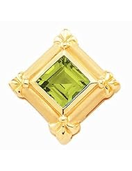 18K Yellow Gold Princess Cut Peridot Pendant -- LIFETIME WARRANTY
