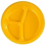 Creative Converting Premium Plastic Divided 10.25 Diameter Round Banquet Plates, School Bus Yellow Color, Package Of 20,   (Pack of 2)
