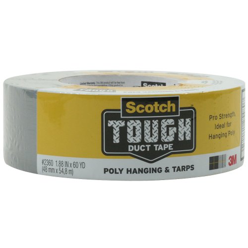 Scotch 75-2360A-24 60 Yards Scotch Tough Poly Hanging and Tarps Duct Tape, 24-Pack