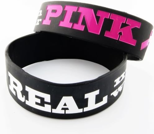 Real Men Wear Pink Breast Cancer Awareness Big Band Bracelet (One Bracelet)