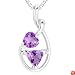 Heart & Trillion Cut Amethyst Pendant Necklace Sterling Silver