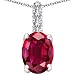 CandyGem 14k White Gold Lab Created Oval Ruby and Genuine Diamonds Pendant(Metal=white-gold)