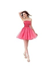 Strapless Empire   Waistline  Organza/Satin Beaded Lace-Up Short  Ball Gown Homecoming Dress 