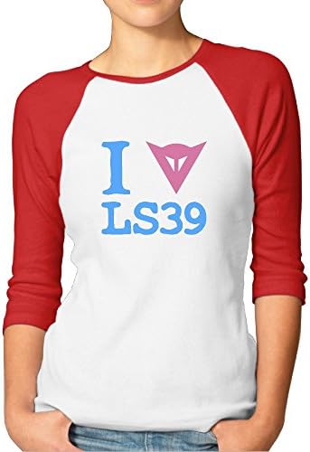 JUN Women's 3/4 Sleeve Baseball I LOVE LS 39 Short Tee Red S