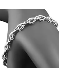 0.25 Ct 925 Sterling Silver Genuine Diamond Heart Shape Tennis Bracelet 7 Inch