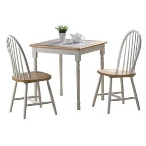Farmhouse Tile Top Square 3-piece Dining Table Set