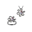 Morning Bloom Lavender Cultured Pearl Cubic Zirconia Platinum Overlay Sterling Silver Pendant Necklace (18") & Ring Set