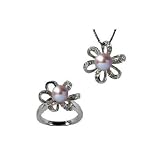 Morning Bloom Lavender Cultured Pearl Cubic Zirconia Pendant Necklace (16