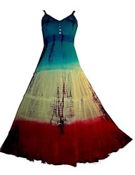 Rayon/Viscose Empire   Waistline Sheer Embroidered Tiered Peasant Dress 