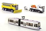 Zoom Produkt-Bild: Scania + Sonstige Kommunal-Set: M&uuml;llwagen, Winterdienst und Strassenbahn, Modellauto, Fertigmodell, Siku 1:87