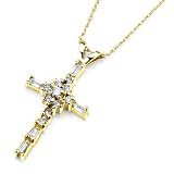 14K Yellow Gold Diamond Cross Pendant