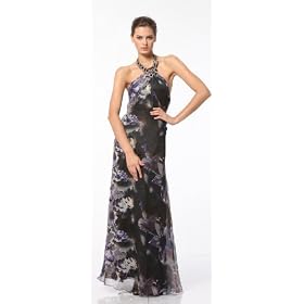 Buy 1251A DETAIL PRINT CHIFFON RHINESTON TRIPE LONG GOWN