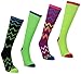 (Pack of 4) Women's Tall Colorful and Patterned Novelty Knee High Socks