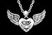 Christian Audigier Heart Pendant with Fully Outstretched Wings and both CA Logo and Ribbon across Heart all in Sterling Silver