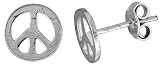 Peace Sign Earrings, Sterling Silver, (7.5 mm)