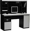 Work Center with Hutch in Alumicast Gray and Black Finish By Ameriwood Furniture