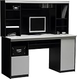 Work Center with Hutch in Alumicast Gray and Black Finish By Ameriwood Furniture