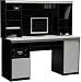 Work Center with Hutch in Alumicast Gray and Black Finish By Ameriwood Furniture