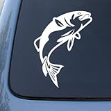 IMAGE OF Jumping Bass Fish Fishing - Car, Truck, Notebook, Vinyl Decal Sticker #2586 | Vinyl Color: White